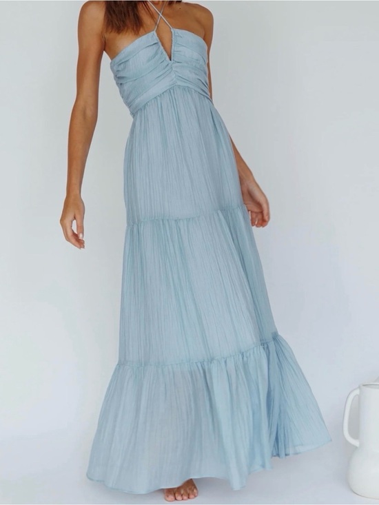 Selfie Leslie Dresses & Skirts - Ice Blue Maxi Halter Dress - Elegant Summer Dress